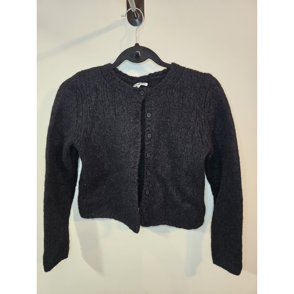Reformation Clara Cardigan Black XS Alpaca Wool‎ Romantic Soft Girl Minimalist
